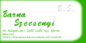 barna szecsenyi business card